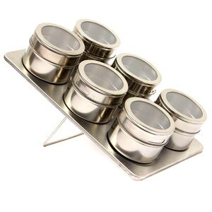 Stainless Steel Magnetic Spice Jars Set NIB